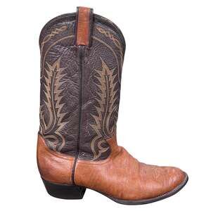 Vintage 70's Tony Lama Tan Two-Tone Cowboy Boots Size 12 D